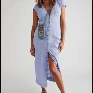 FREE PEOPLE SUMMER NEW IN TOWN MIDI DRESS BLUE MOON QUARTZ SMALL NWT